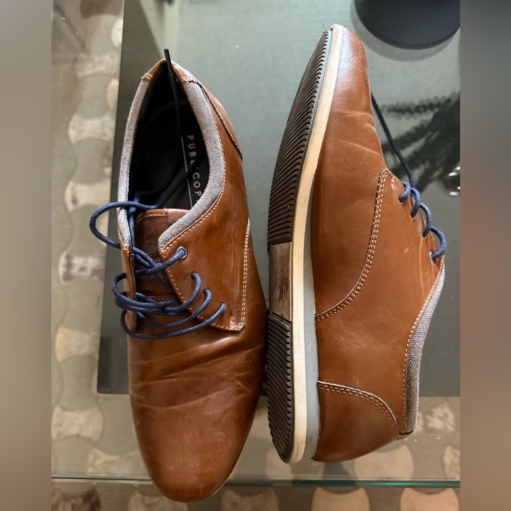 Brown Men’s Dress Shoes with Blue laces